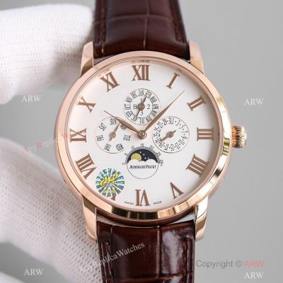 Swiss Copy Audemars Piguet Jules Audemars Moon phase Watches Rose Gold